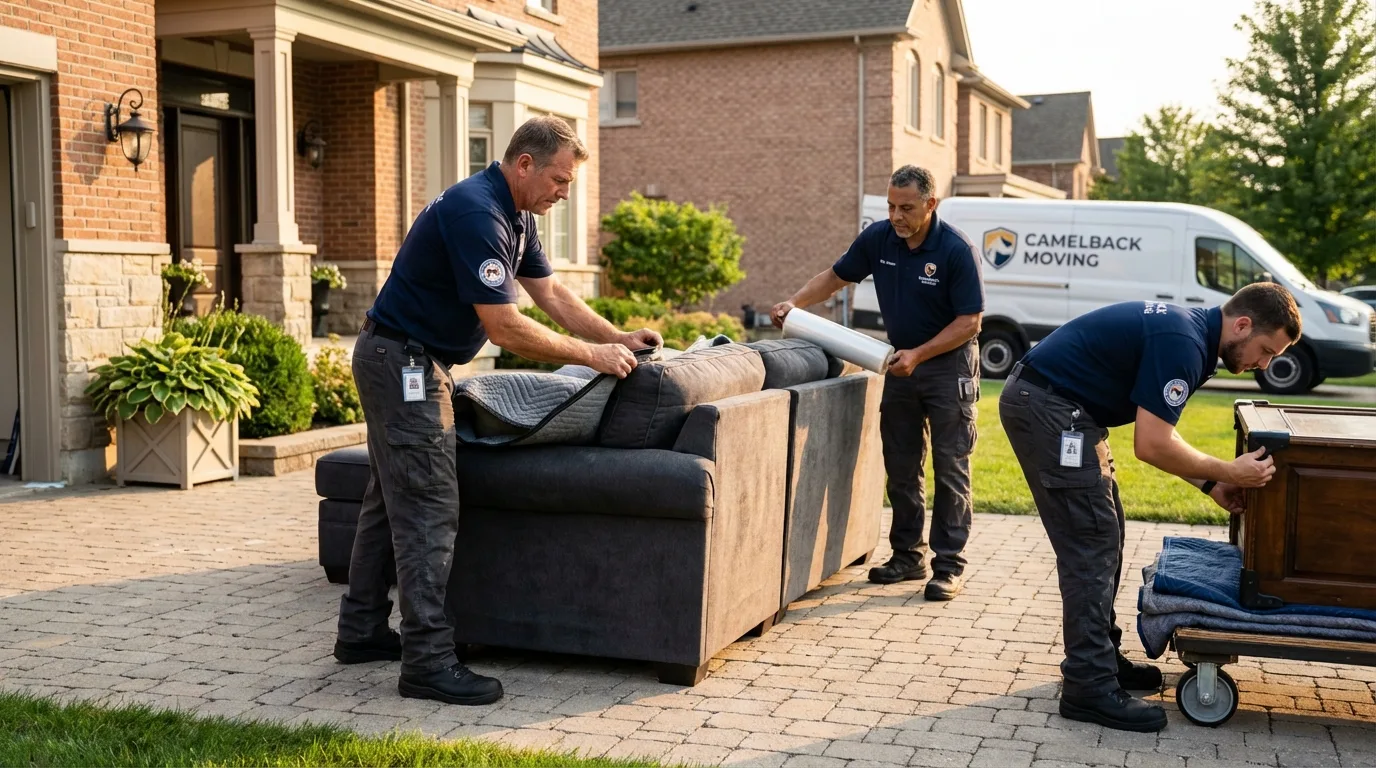 Large estate moving crew wrapping furniture in Anson, TX
